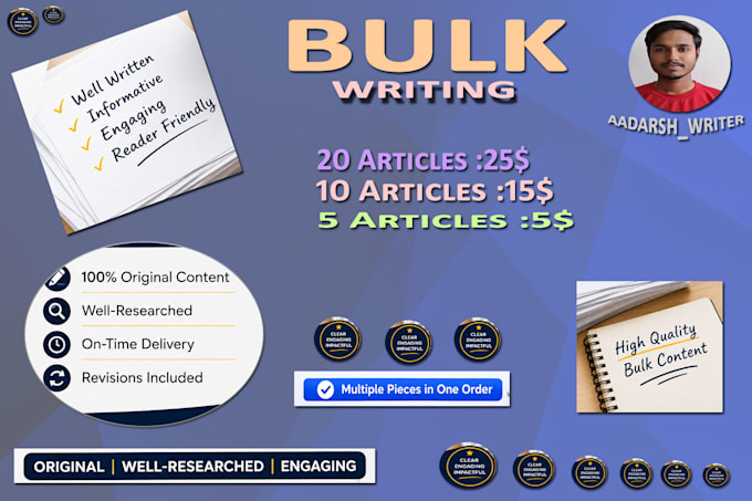 write original bulk articles on any topic