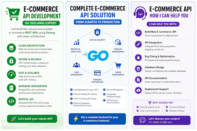 develop a golang ecommerce rest API