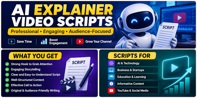 write professional ai explainer video scripts for youtube