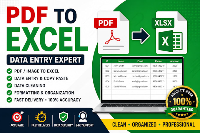 convert PDF, scanned images and documents into excel