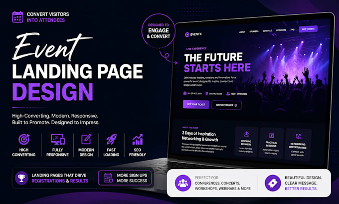 design a modern high converting event landing page