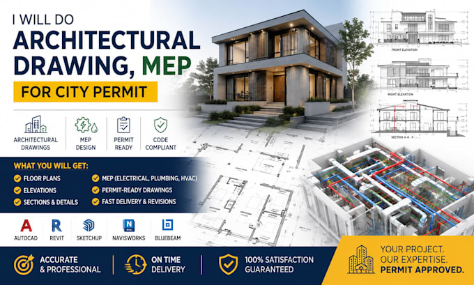 do architectural drawing, mep for city permit