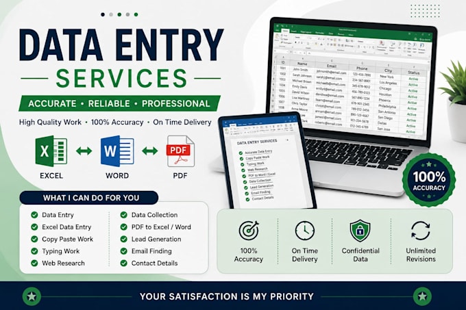 do accurate data entry typing and ms word excel work