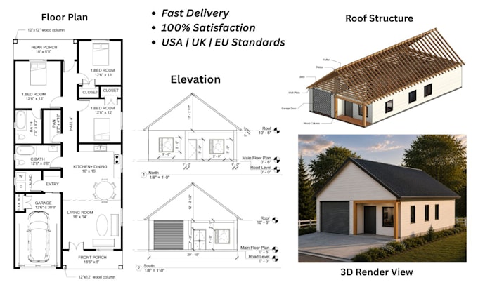 design 2d floor plans, 3d house plans, render, redraw layout