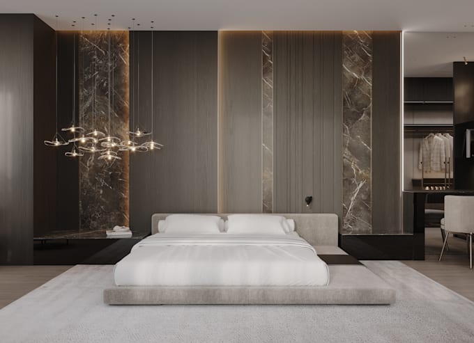 design a bedroom interior with 3d rendering