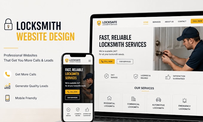 build locksmith website, handymag website, construction website, hvac, roofing