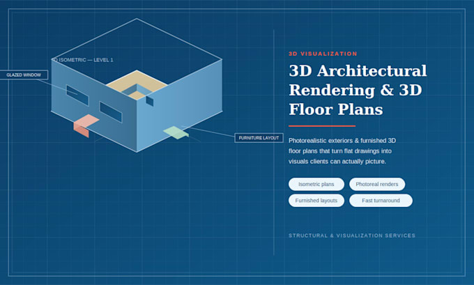 create 3d architectural rendering and 3d floor plan