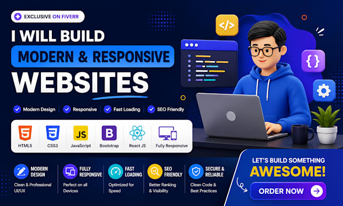 build responsive websites with HTML CSS javascript and react