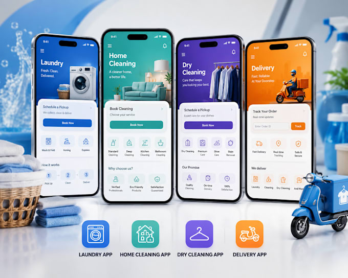 develop laundry app, home cleaning app, dry cleaning app, delivery app