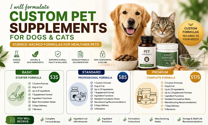 formulate custom pet food supplements and nutrition recipes