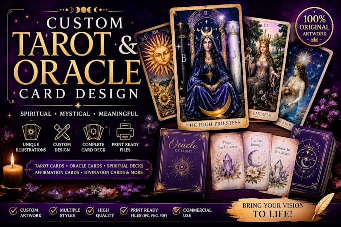 create custom tarot card illustrations and tarot deck artwork