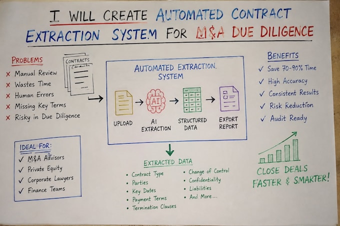 create automated contract extraction system m and a due diligence  vdd analysis
