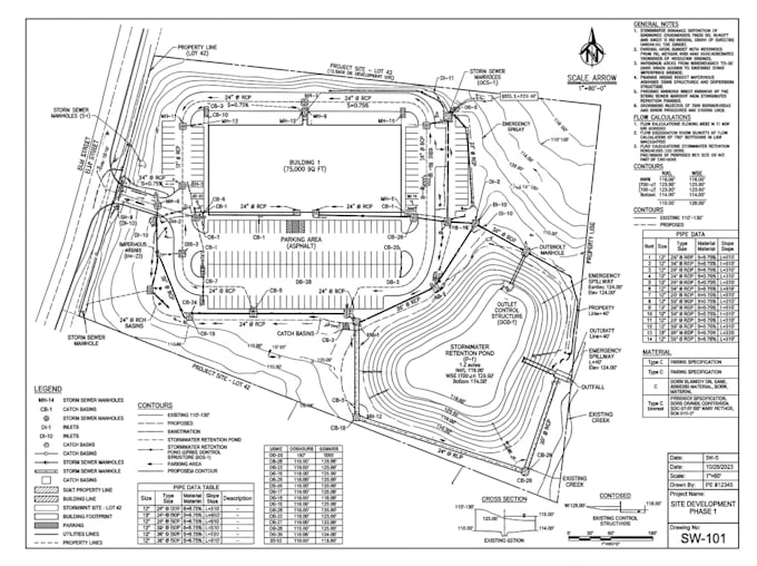 do stormwater drainage site grading swppp erosion control and pipe network plans
