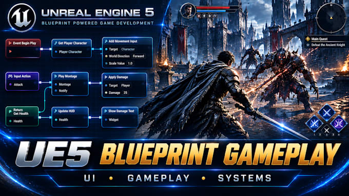 develop unreal engine 5 blueprint game UI game play system
