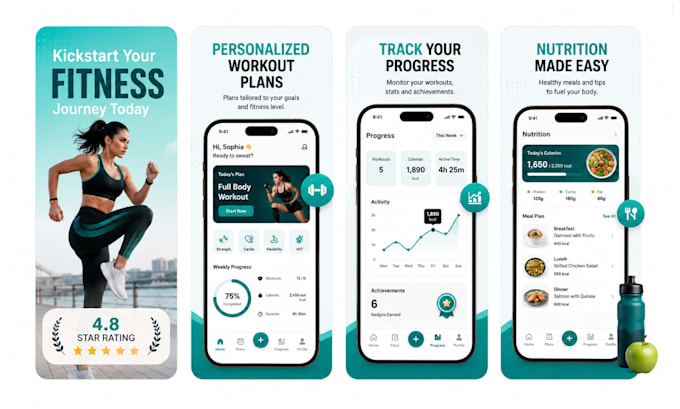design high converting app store and play store screenshots for ios and android