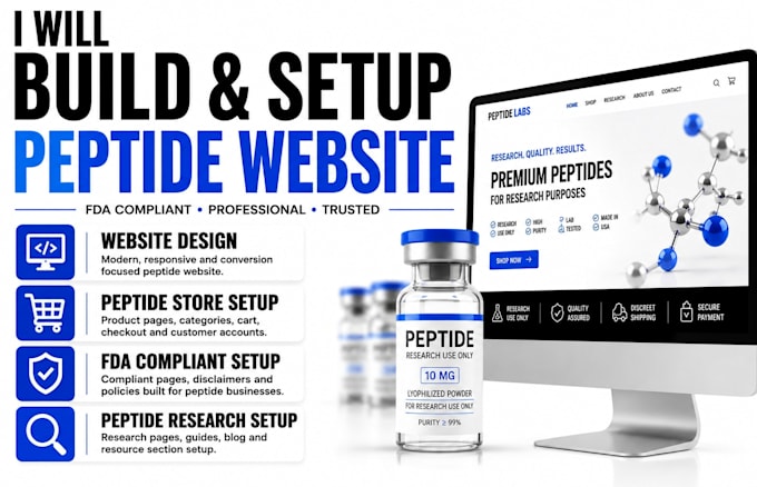 build peptide website supplement website nutraceutical store peptide store web