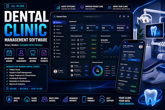 develop dental clinic management software with booking, patients and billing