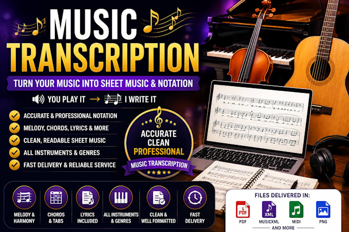 transcribe your music into sheet music and notation