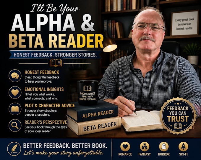 be your beta reader and alpha reader for your novel