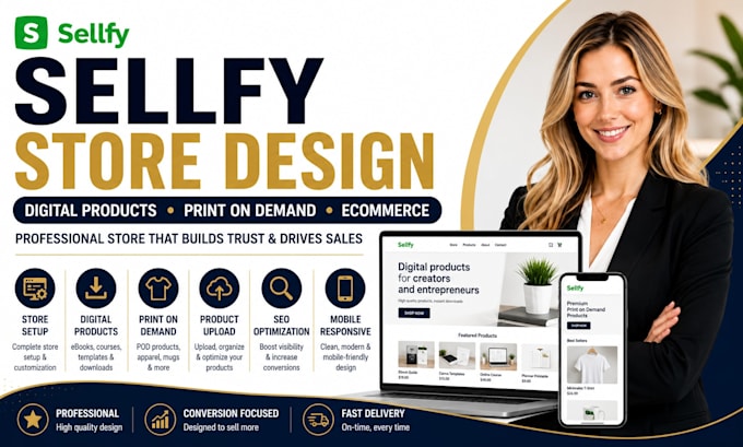 do sellfy website design and redesign for digital products pod and ecommerce