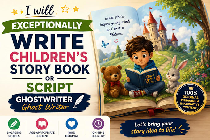 exceptionally write a childrens story book or script ghostwriter ghost writer