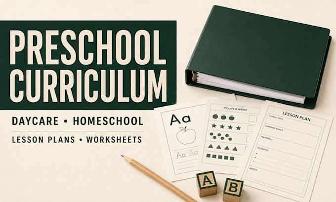 create preschool curriculum, educational worksheets and kindergarten lesson plan