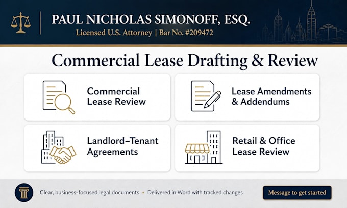draft a commercial lease amendment or addendum as a US attorney