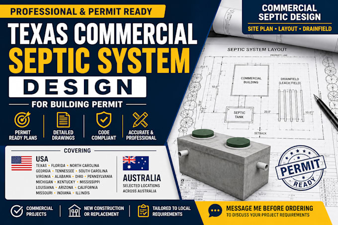 design texas commercial septic system for building permit