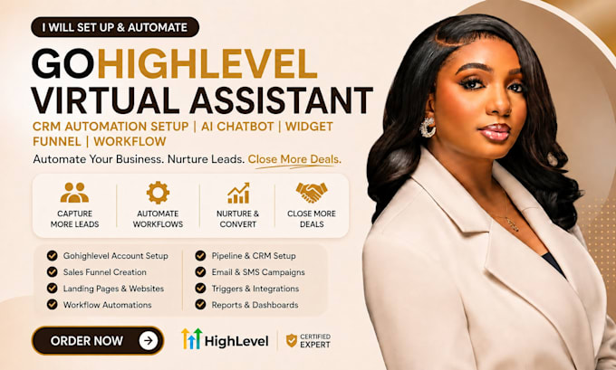 gohighlevel virtual assistant CRM automation ai chatbot widget funnel workflow