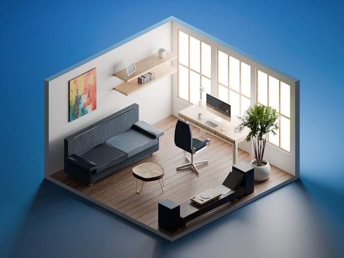 create a beautiful 3d isometric illustration