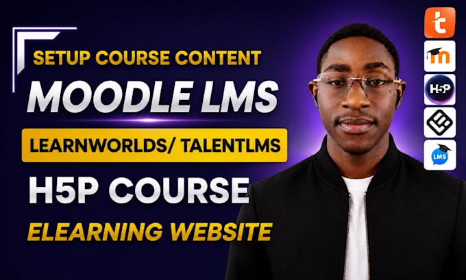 setup elearning course content on moodle lms, learnwordls, talentlms, h5p course