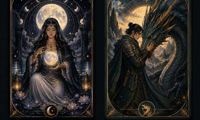 design a custom tarot card deck with unique artwork