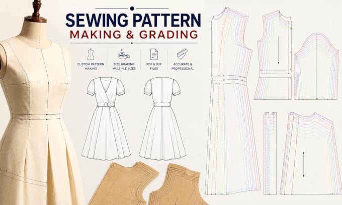 be a sewing pattern maker, create PDF dxf patterns and grading for garments