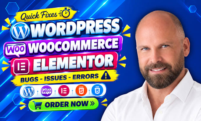 quick fix wordpress CSS, HTML errors woocommerce issues PHP, elementor bugs fix
