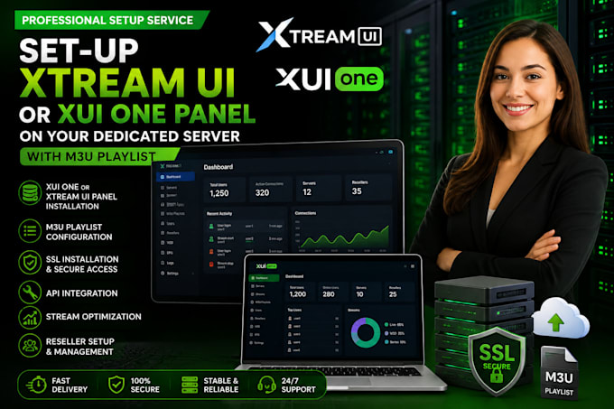 set up xtream UI or xui one panel on your dedicated server with m3u playlist