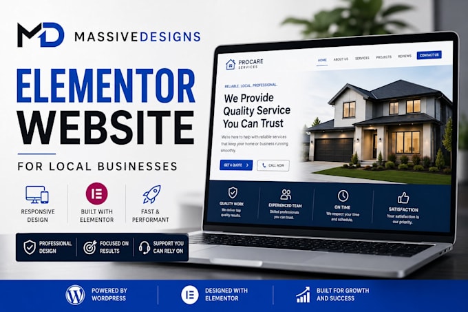 build elementor wordpress website design business website redesign website SEO