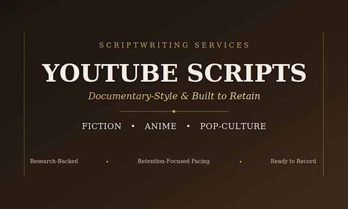 write a storytelling styled youtube script for fiction