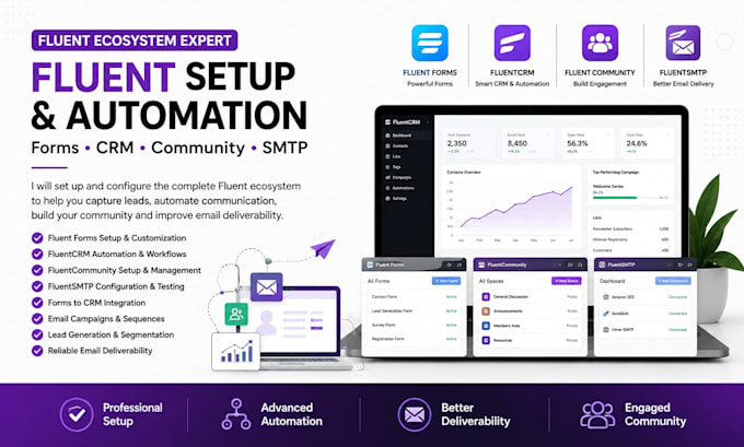 design fluent forms,fluent crm,fluent community,fluent smtp