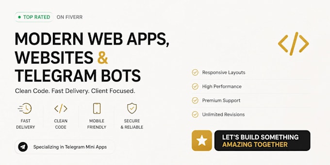 build a modern website, web app, or telegram bot