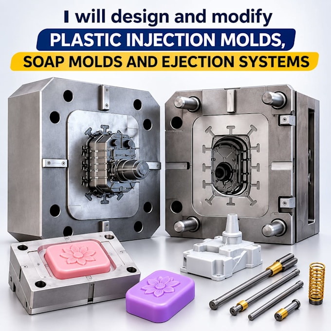 design and modify plastic injection molds, soap molds and ejection systems