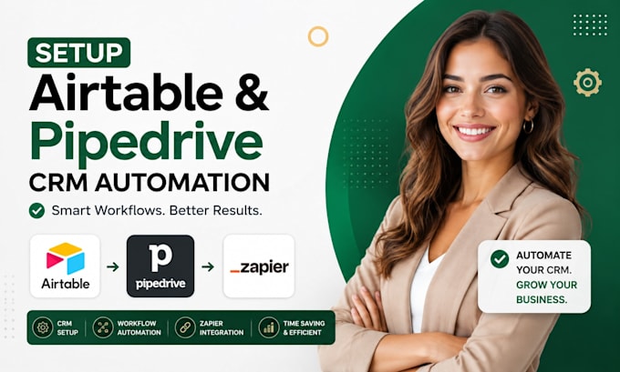 setup airtable crm workflow automation, pipedrive crm workflow zapier automation