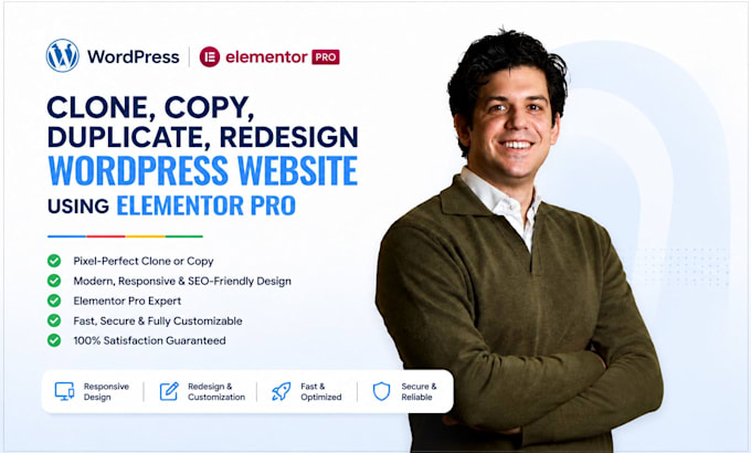 clone, copy, duplicate, redesign wordpress website using elementor pro