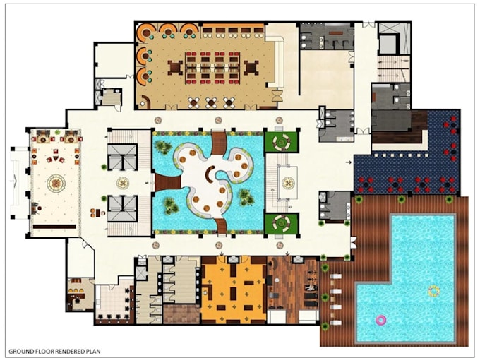 design site plan layout,cad presentation plan, luxury apartment resort,courtyard