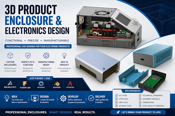 de 3d product enclosures, electronics housing and consumer electronics cad model