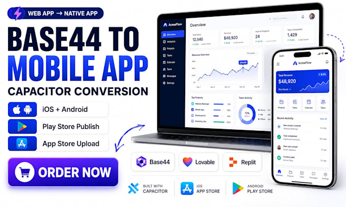 base44 lovable app capacitor ios android conversion publish play store app store