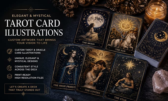 create elegant and mystical tarot card illustrations