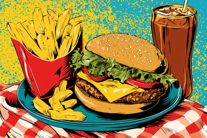 make a food pop art illustration