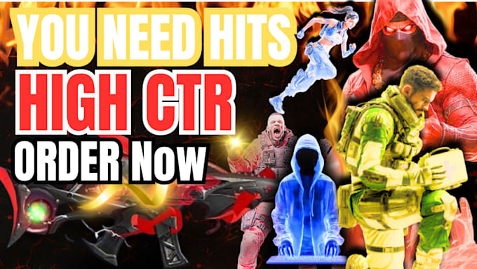design eye catching gaming youtube thumbnail free fire pubg