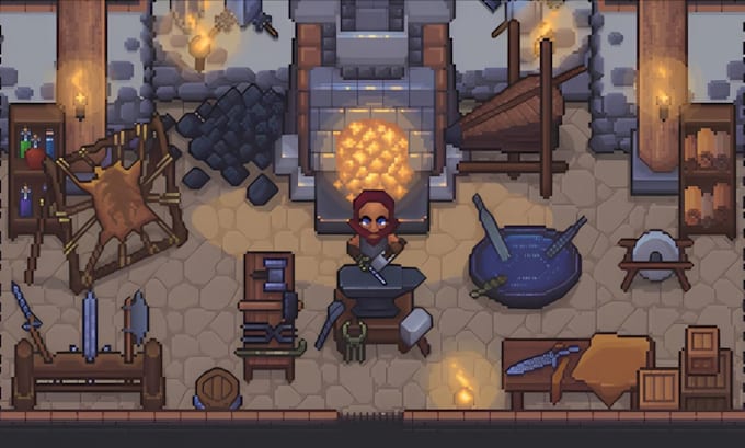 create pixel art tileset , tilemap , topdown and 2d game environment assets