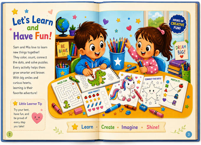 design printable activity books and worksheets for kids
